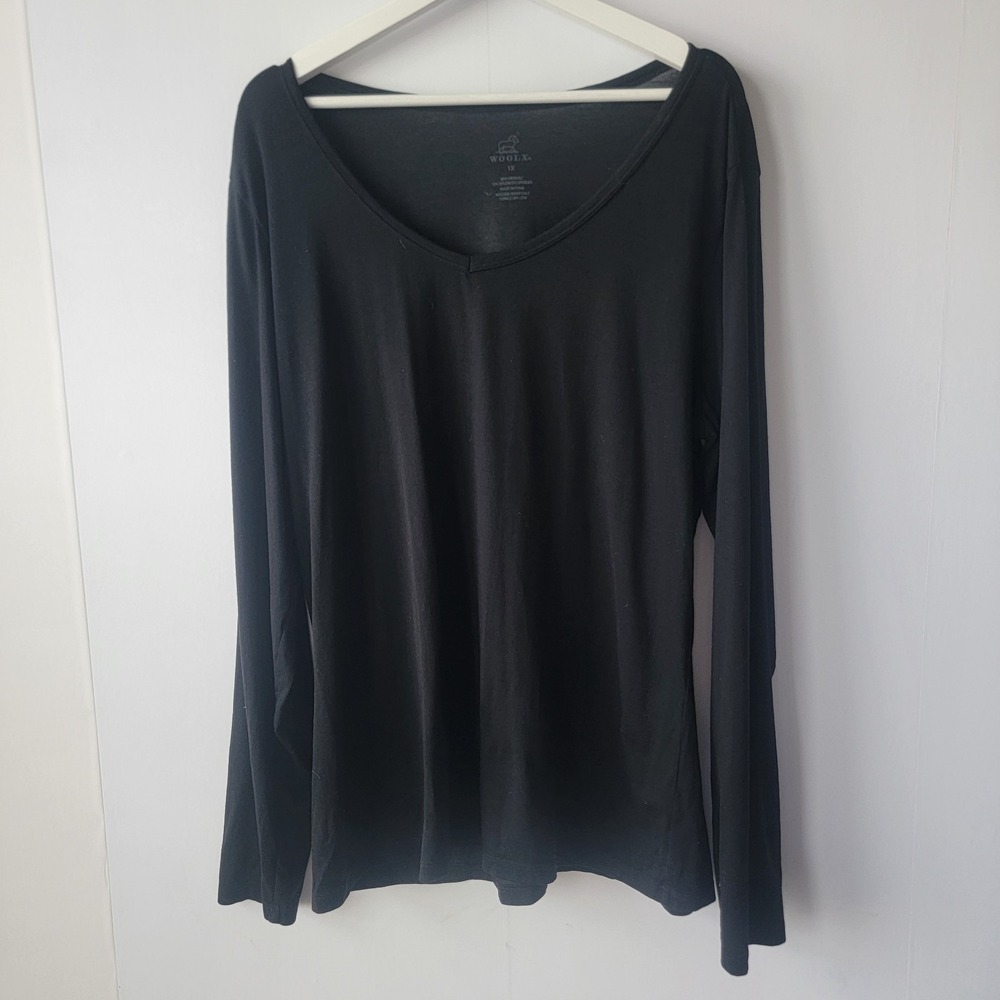 woolx merino women's Layla V Neck Top v-neck long sleeve size 1X